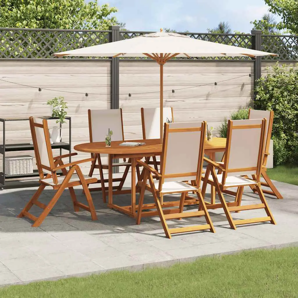 Ensemble à Manger de jardin 7pcs bois d’acacia solide textilène vidaXL 3279273