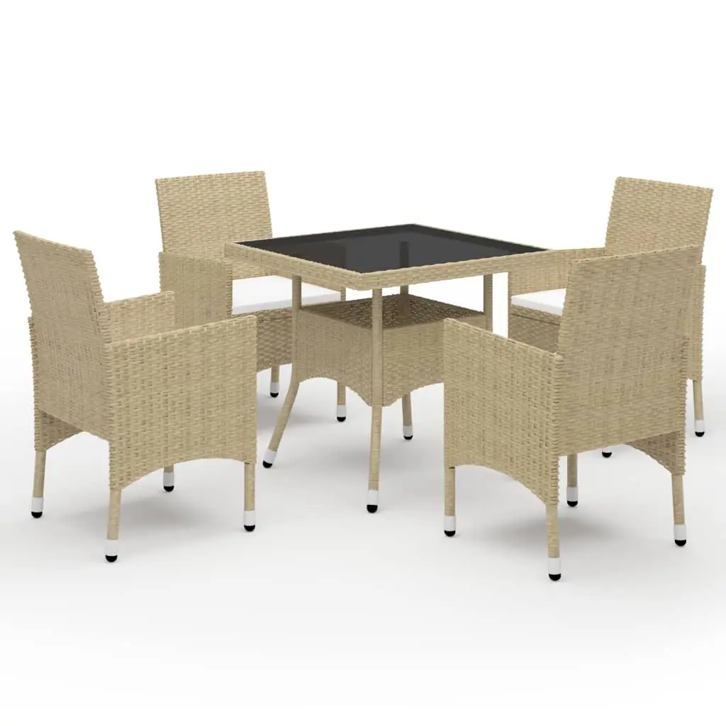 Ensemble à manger de jardin 5 pcs Résine tressée et verre Beige vidaXL 3058320