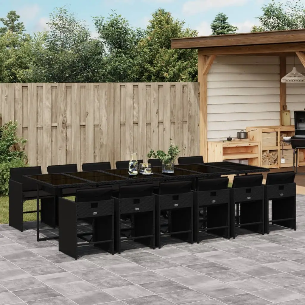 Ensemble à manger de jardin 13 pcs coussins noir résine tressée vidaXL 3211123
