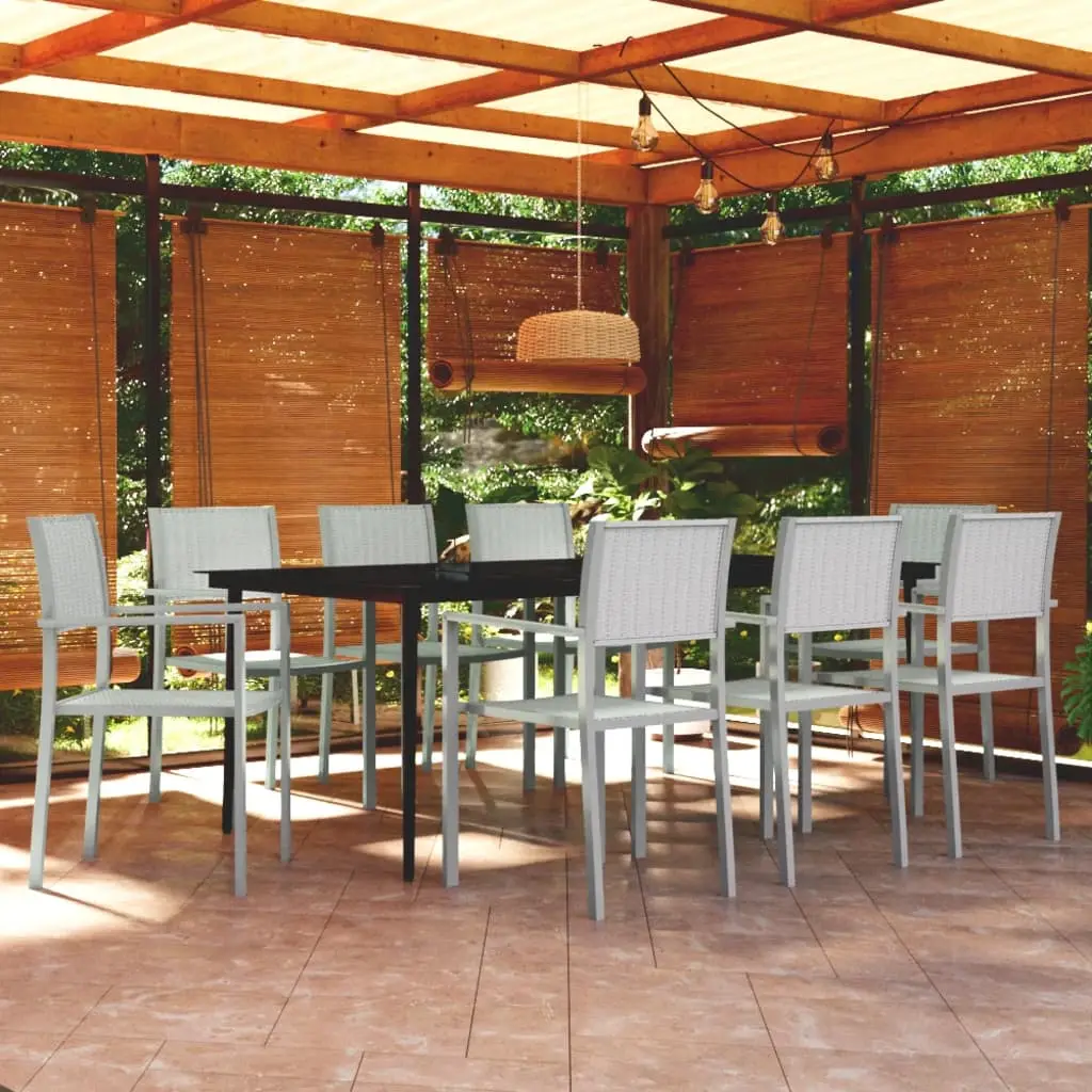 Ensemble à manger de jardin 9 pcs Blanc vidaXL 3099274