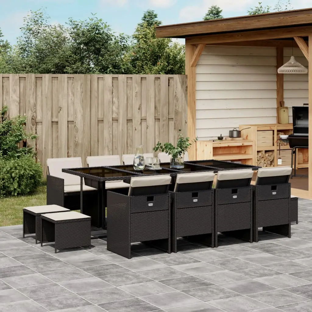 Ensemble à manger de jardin 13 pcs coussins noir résine tressée vidaXL 3277745