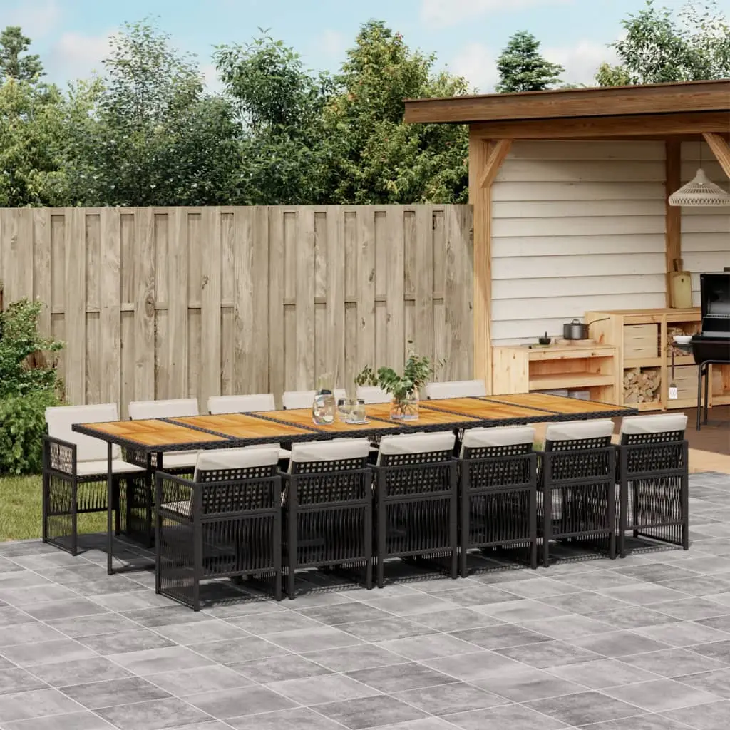 Ensemble à manger de jardin 13 pcs coussins noir résine tressée vidaXL 3210951
