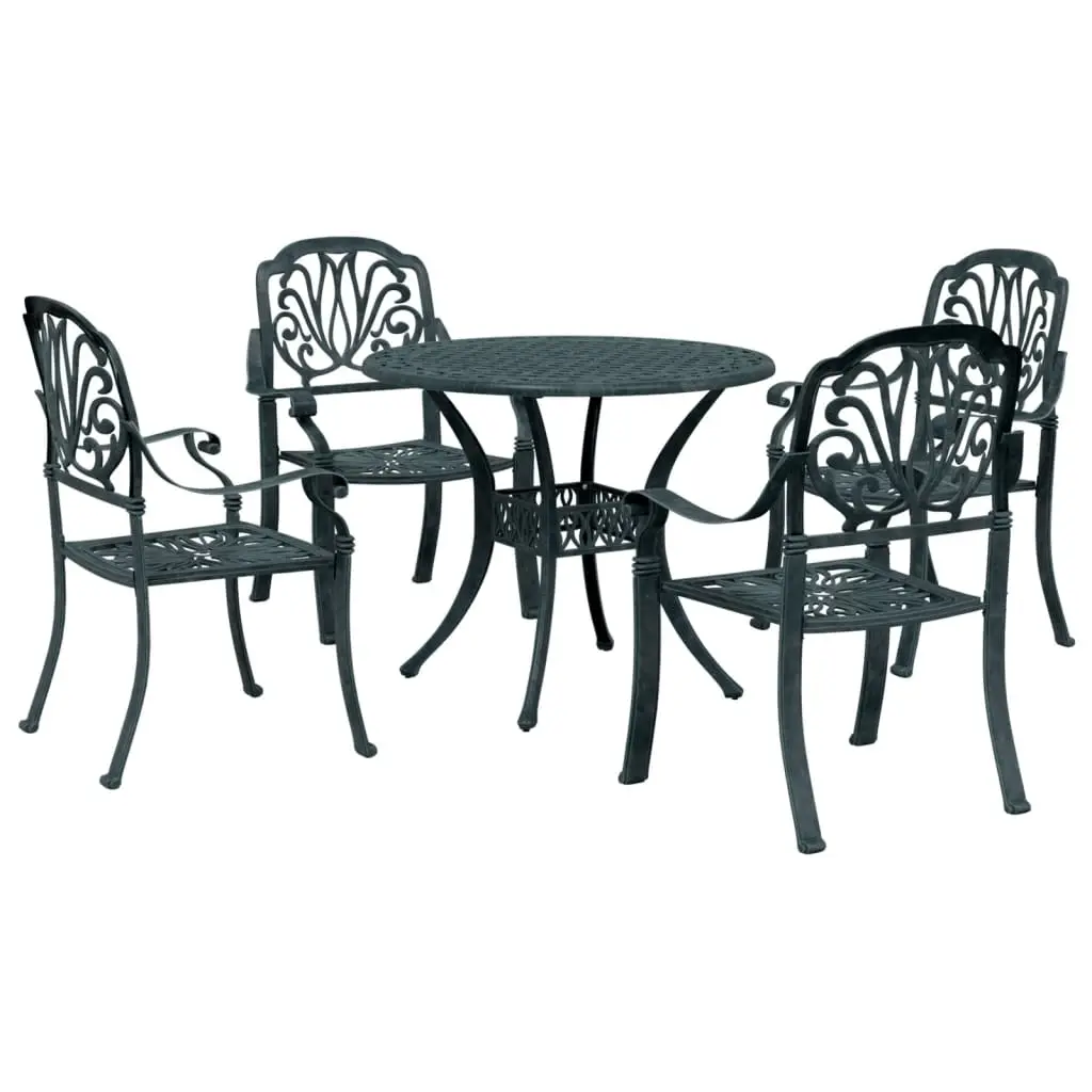 Ensemble à manger de jardin 5 pcs vert aluminium coulé vidaXL 3216329
