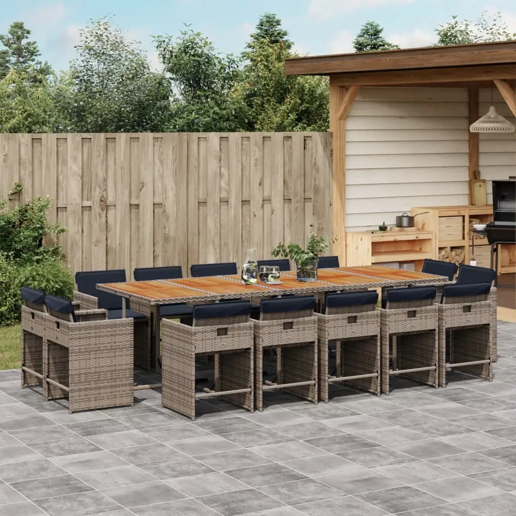 Ensemble à manger de jardin 15 pcs coussins gris résine tressée vidaXL 3278005