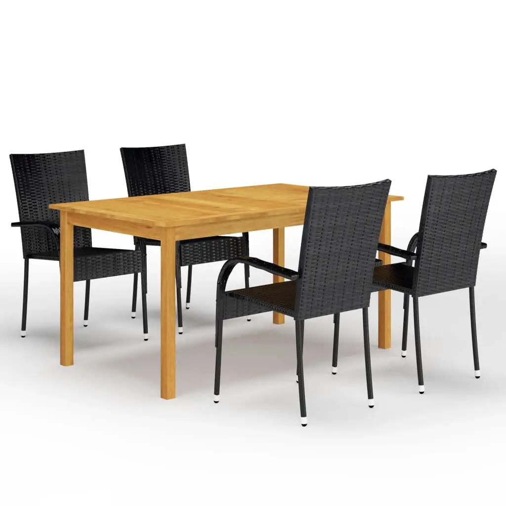 Ensemble à manger de jardin 5 pcs Noir vidaXL 3067784