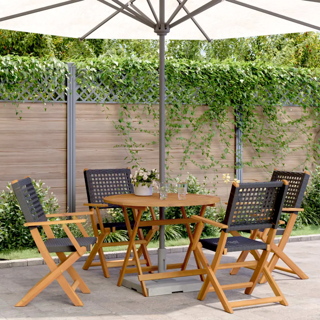 Ensemble à manger de jardin 5 pcs résine tressée et bois massif vidaXL 3281814