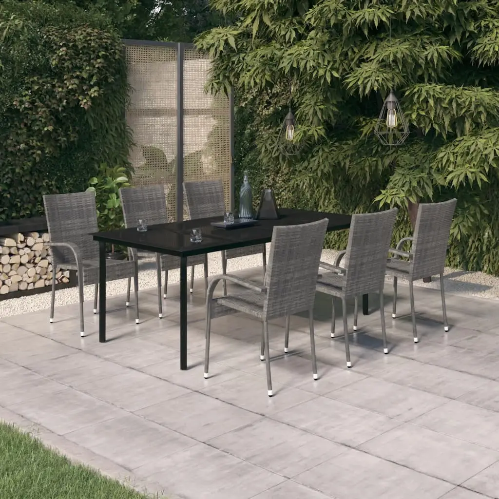 Ensemble à manger de jardin 7 pcs Gris et noir vidaXL 3099393