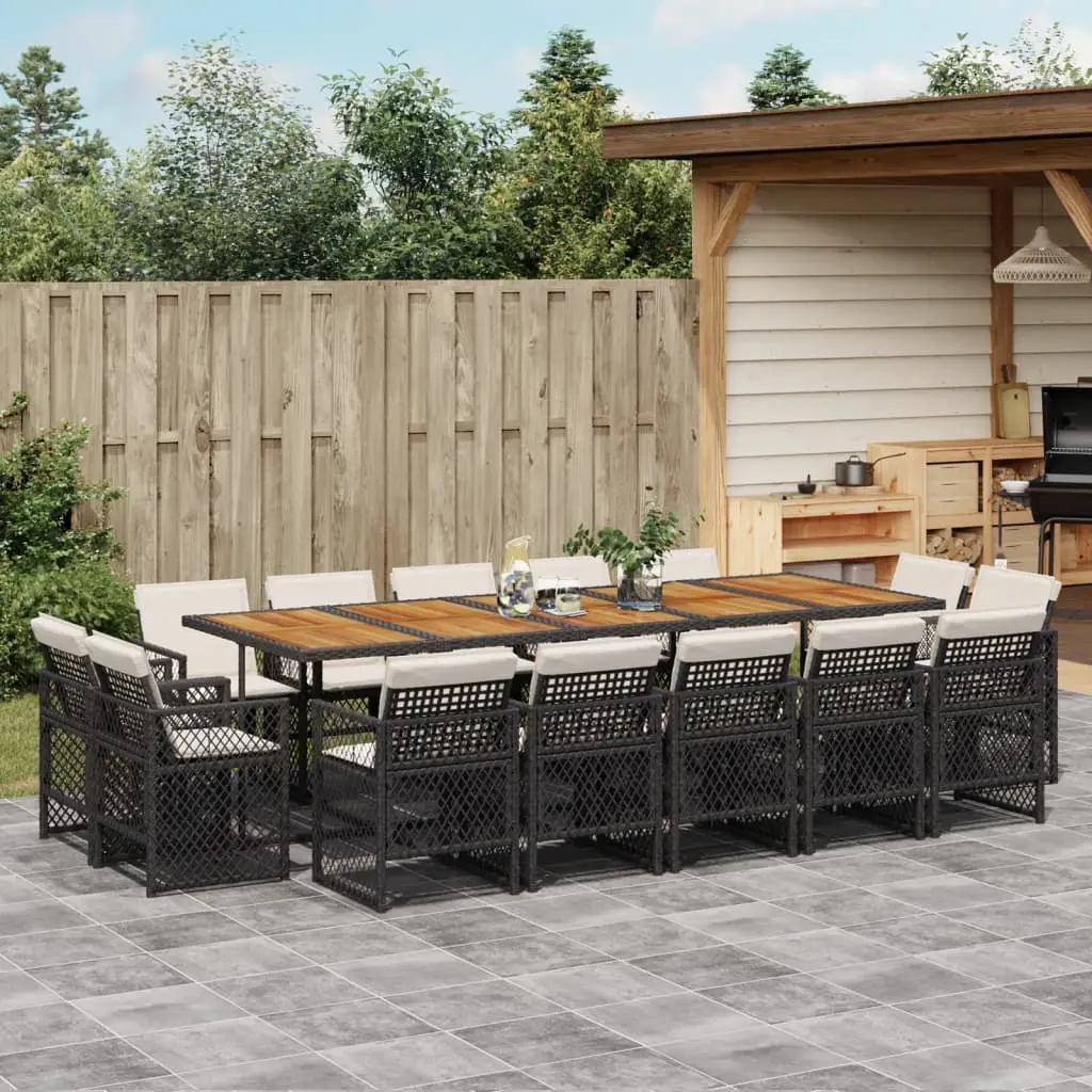Ensemble à manger de jardin 15 pcs coussins noir résine tressée vidaXL 3210879