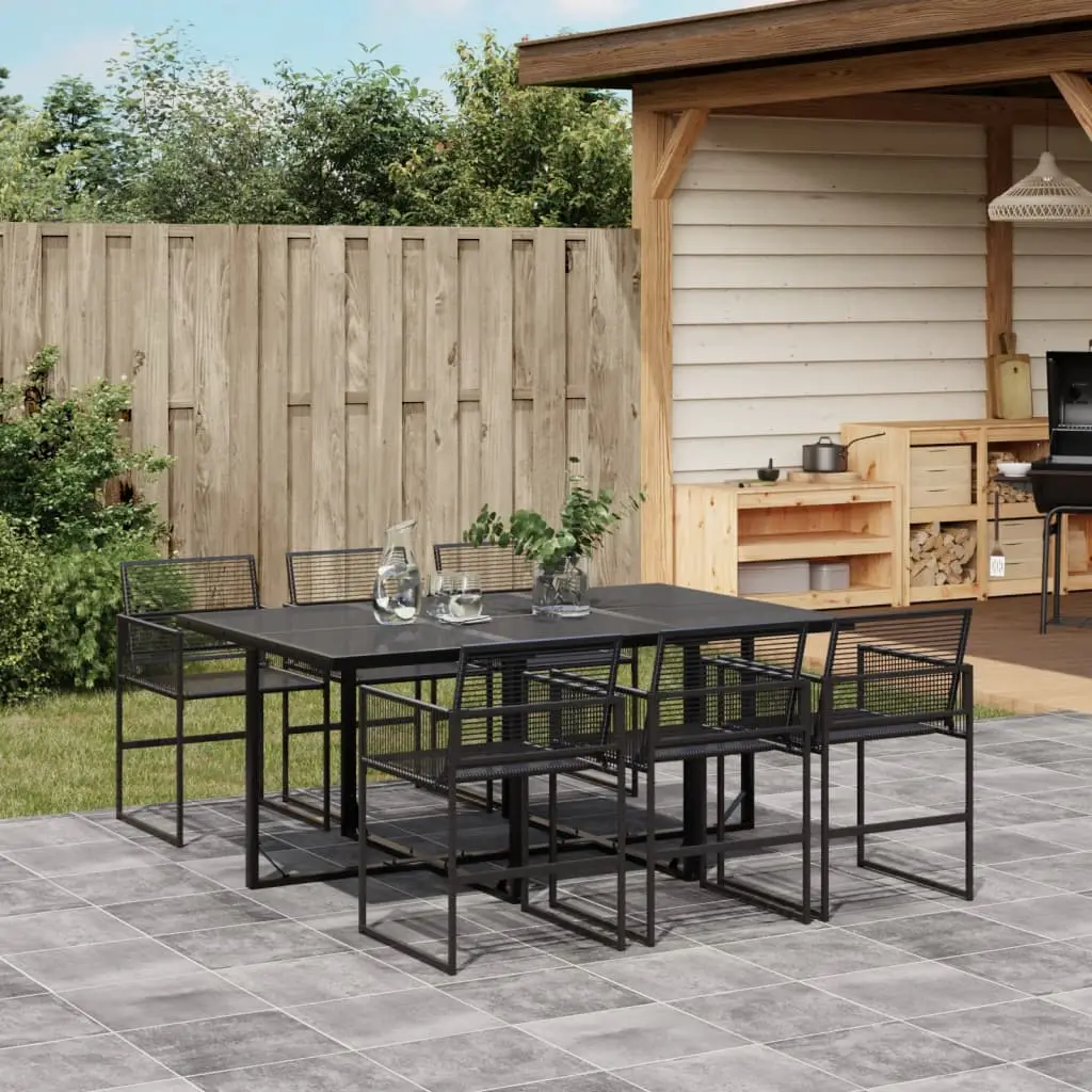 Ensemble à manger de jardin 7 pcs Noir Résine tressée vidaXL 3295034