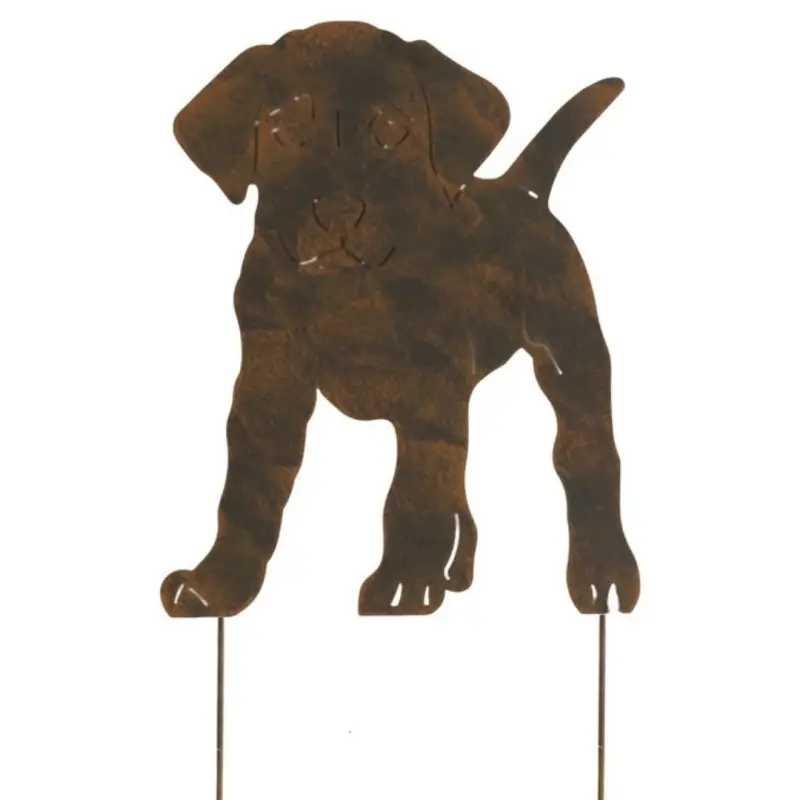 Déco de jardin Chien en métal 48cm – Fleur