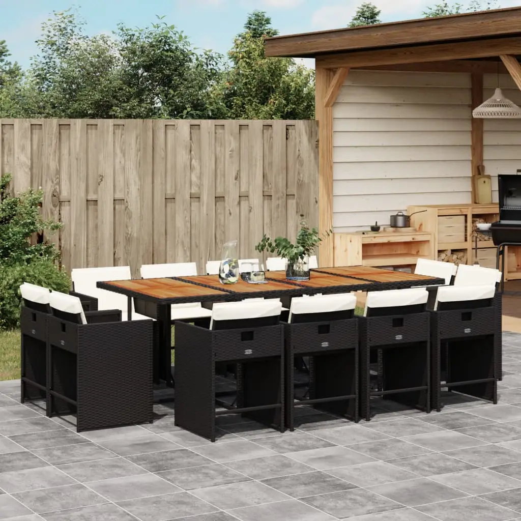 Ensemble à manger de jardin 13 pcs coussins noir résine tressée vidaXL 3277994