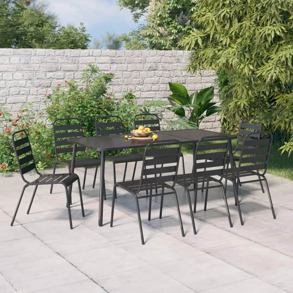Ensemble à manger de jardin 9 pcs anthracite acier vidaXL 3187994