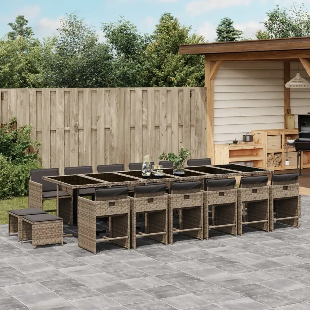 Ensemble à manger de jardin 17 pcs et coussins résine tressée vidaXL 3211184