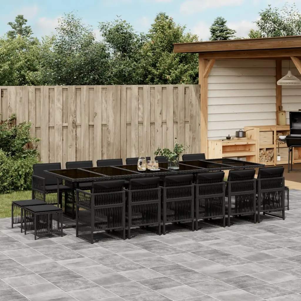 Ensemble à manger de jardin 17 pcs coussins noir résine tressée vidaXL 3211003