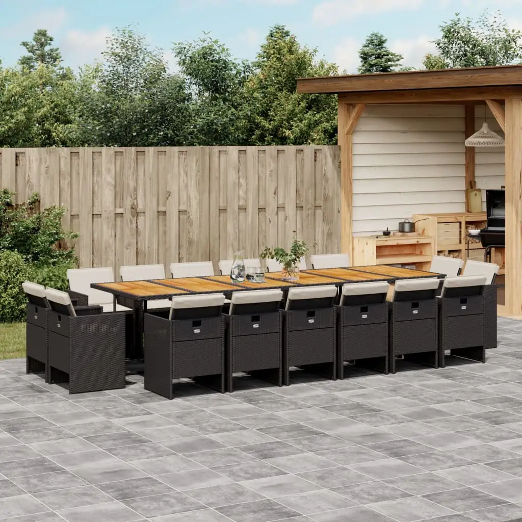 Ensemble à manger de jardin 17 pcs coussins noir résine tressée vidaXL 3210711