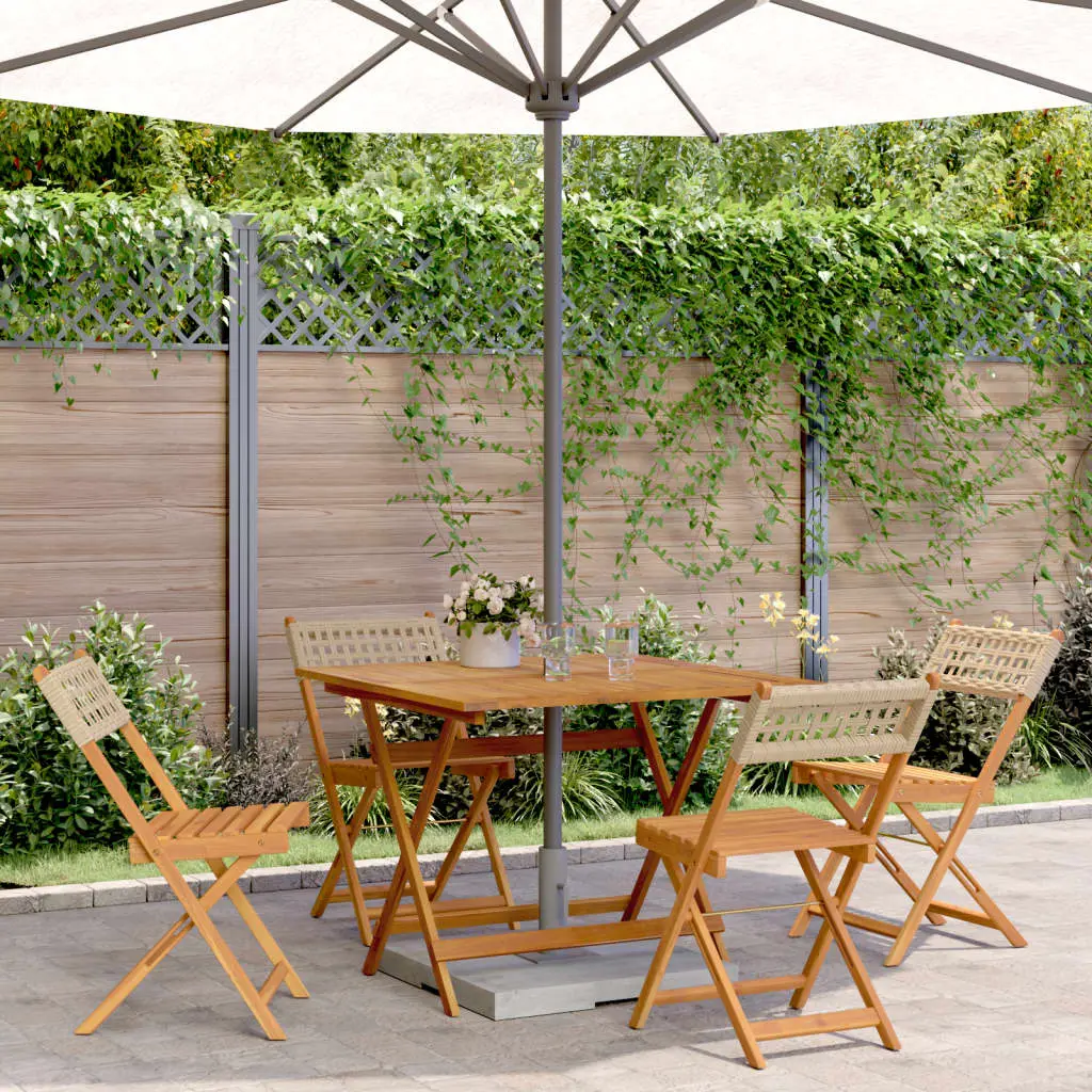 Ensemble à manger de jardin 5 pcs résine tressée et bois massif vidaXL 3281780