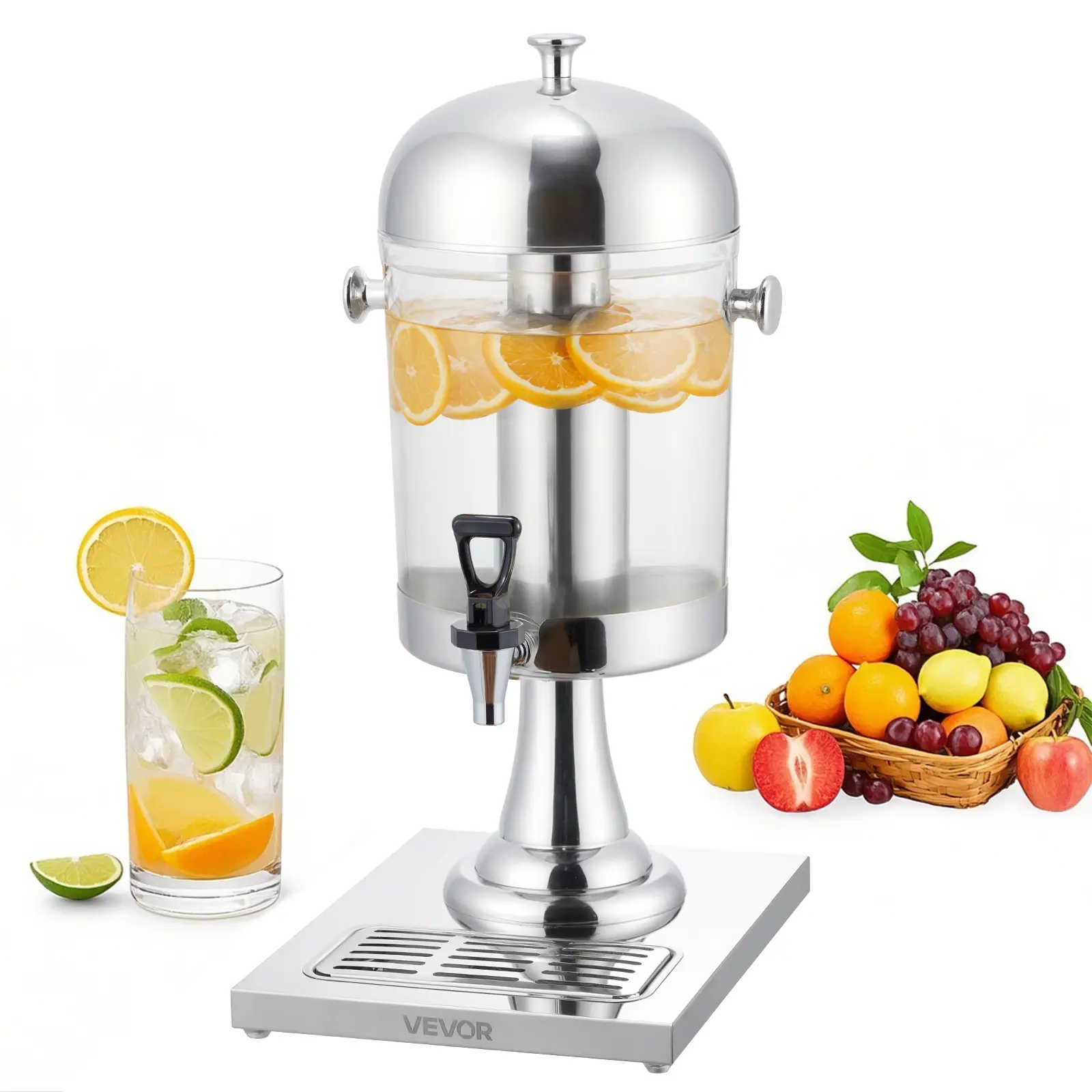 VEVOR Distributeur 8 L, acier inox, avec plateau.