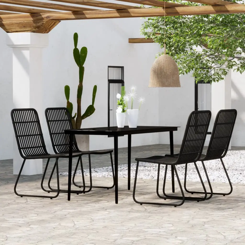 Ensemble à manger de jardin 5 pcs Noir vidaXL 3099181