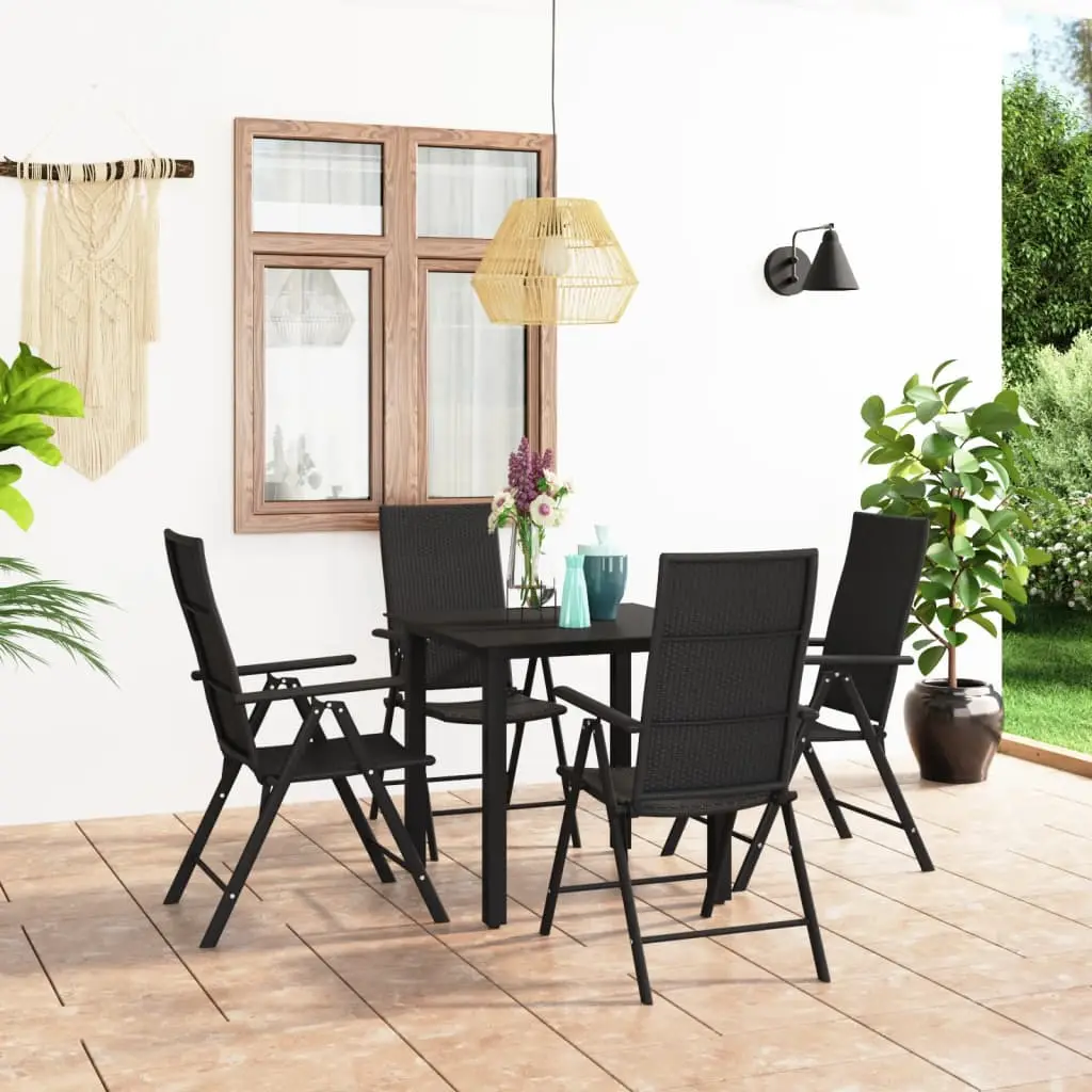 Ensemble à manger de jardin 5 pcs noir vidaXL 3060047