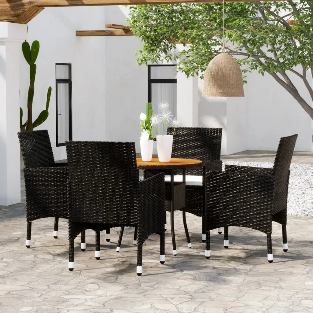Ensemble à manger de jardin 5 pcs Résine tressée Noir vidaXL 3058492