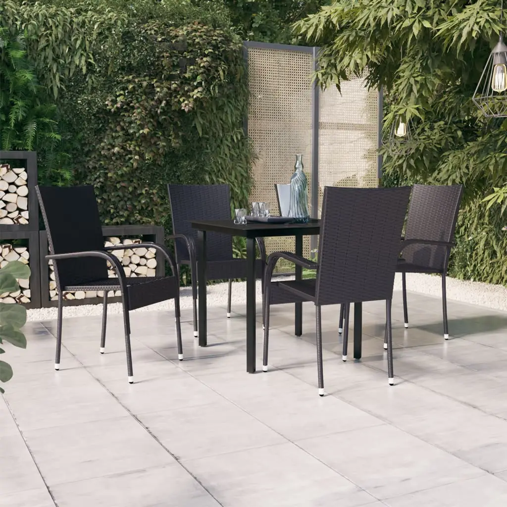Ensemble à manger de jardin 5 pcs Noir vidaXL 3099378