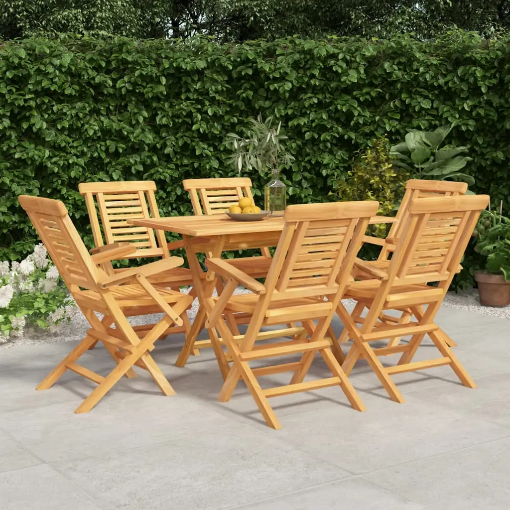 Ensemble à manger de jardin 7 pcs Bois de teck solide vidaXL 3155002