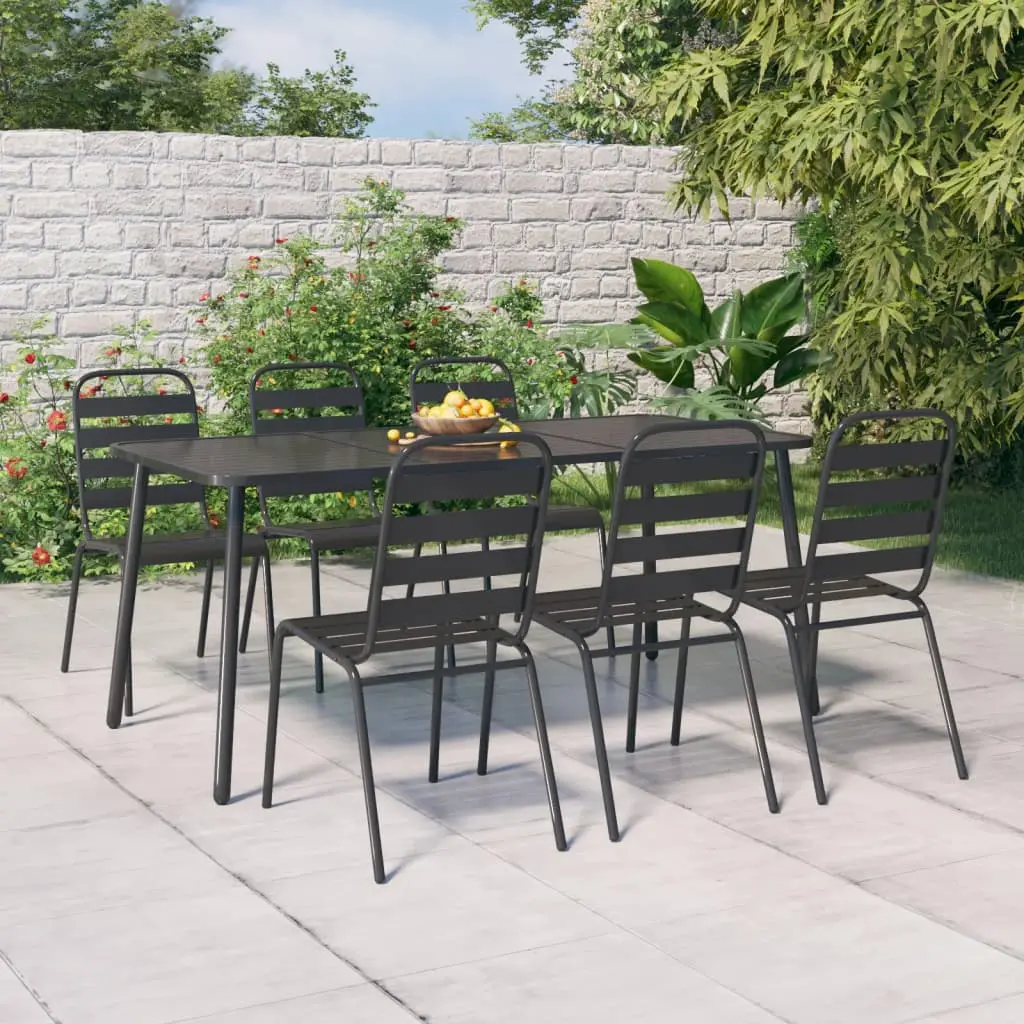 Ensemble à manger de jardin 7 pcs anthracite acier vidaXL 3187993