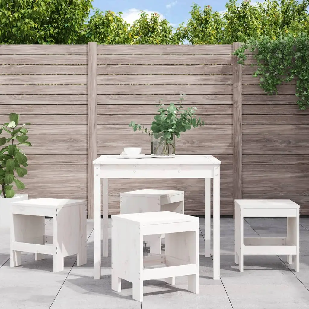 Ensemble à manger de jardin 5pcs blanc bois massif de pin vidaXL 3157710