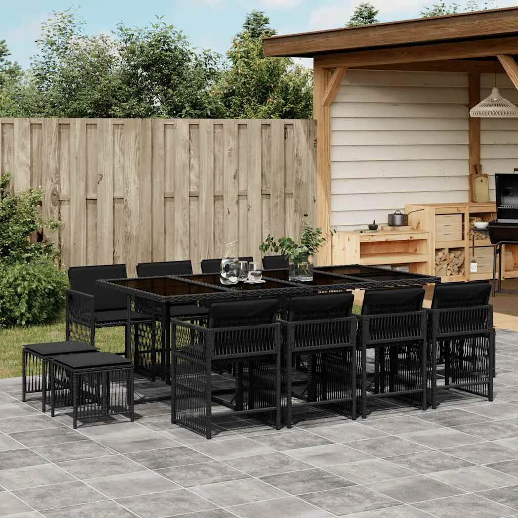 Ensemble à manger de jardin 13 pcs coussins noir résine tressée vidaXL 3211699