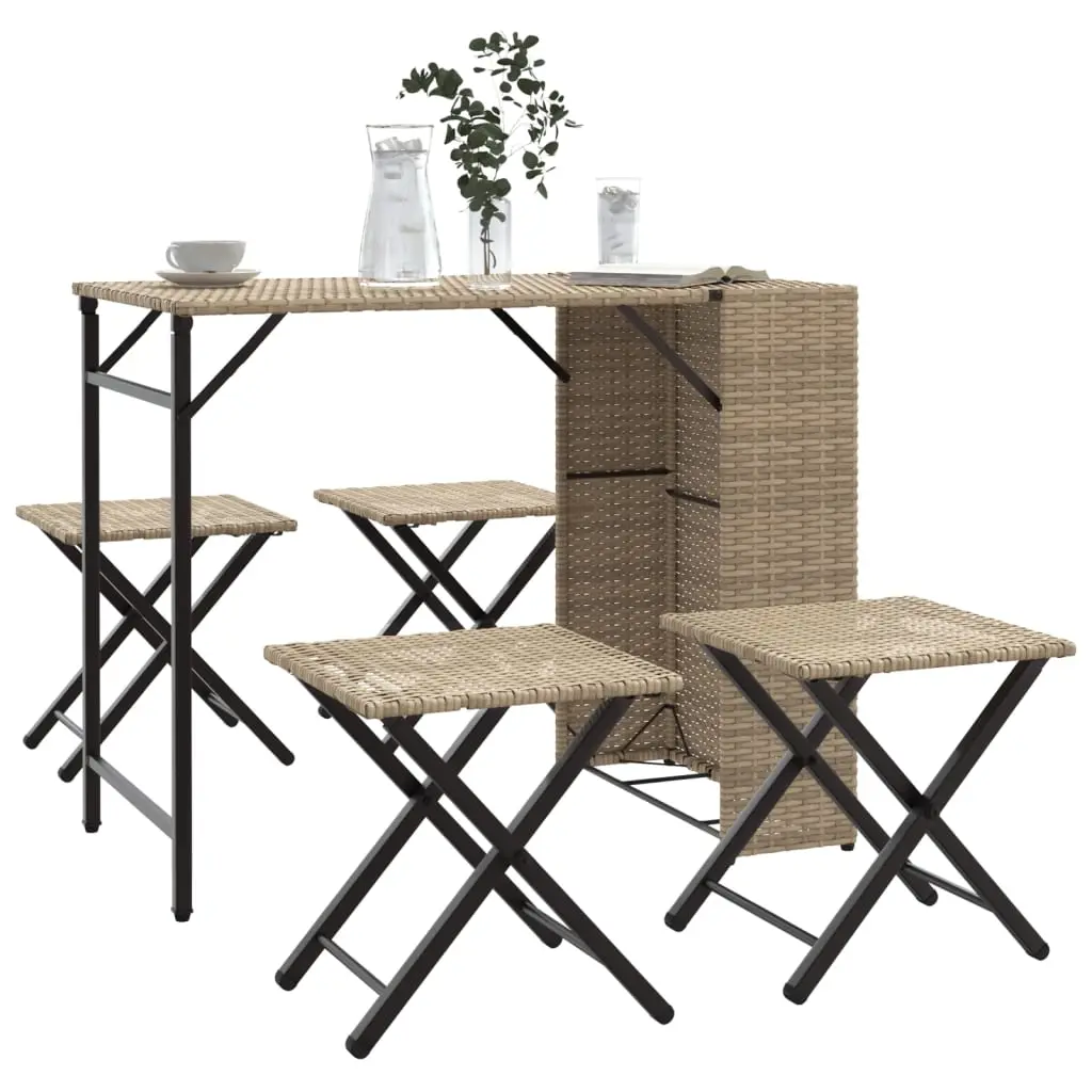 Ensemble à manger de jardin 5 pcs pliable beige résine tressée vidaXL 365947