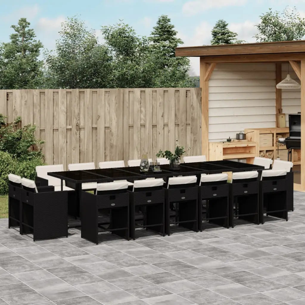 Ensemble à manger de jardin 17 pcs coussins noir résine tressée vidaXL 3278009