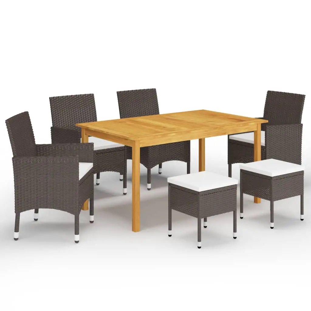 Ensemble à manger de jardin 7 pcs Marron vidaXL 3067780