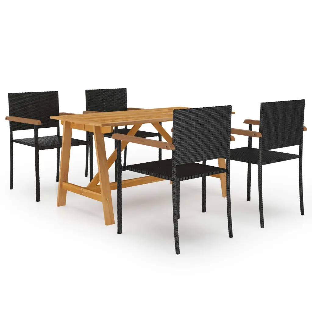 Ensemble à manger de jardin 5 pcs Noir vidaXL 3068764