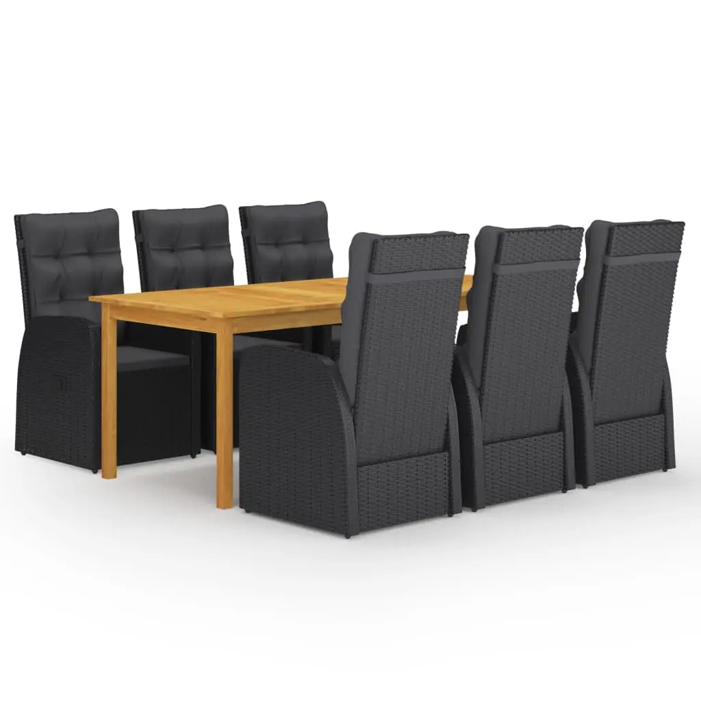 Ensemble à manger de jardin 7 pcs Noir vidaXL 3067907
