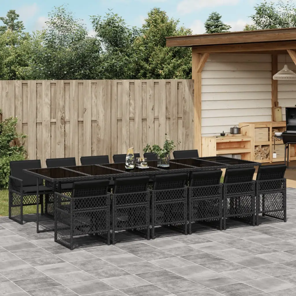 Ensemble à manger de jardin 13 pcs coussins noir résine tressée vidaXL 3210763