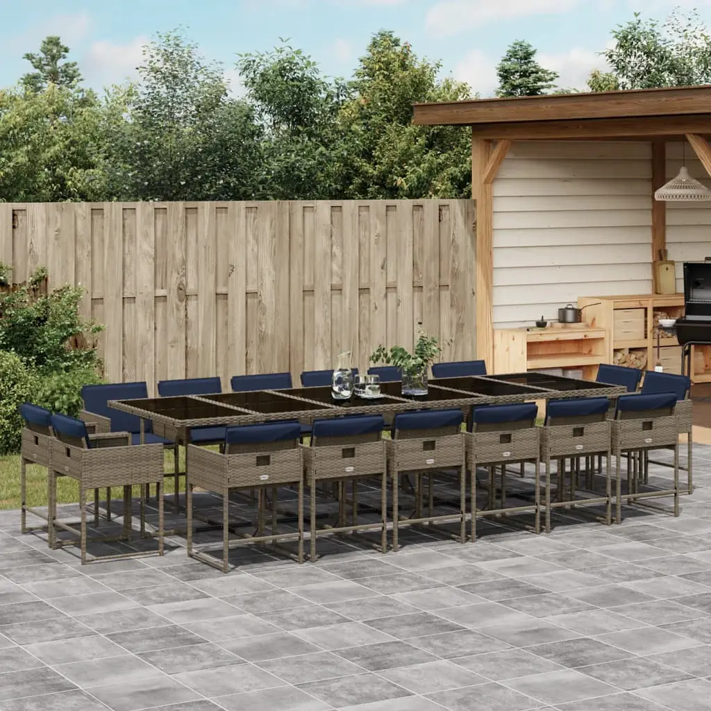 Ensemble à manger de jardin 17 pcs et coussins résine tressée vidaXL 3278196