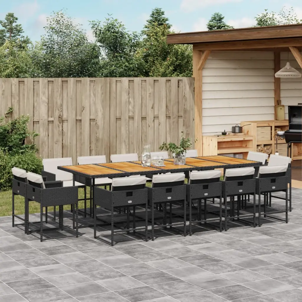 Ensemble à manger de jardin 15 pcs coussins noir résine tressée vidaXL 3278186
