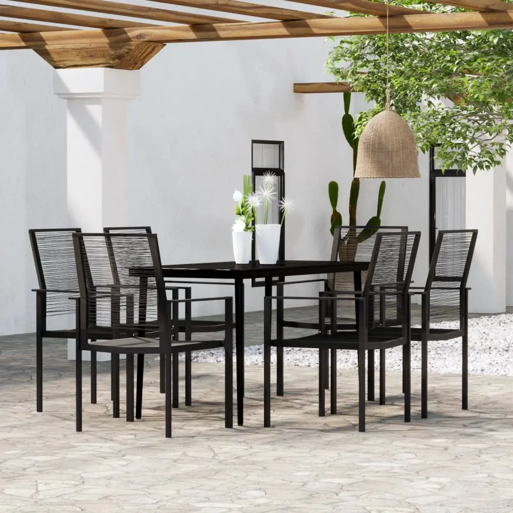 Ensemble à manger de jardin 7 pcs Noir vidaXL 3099206