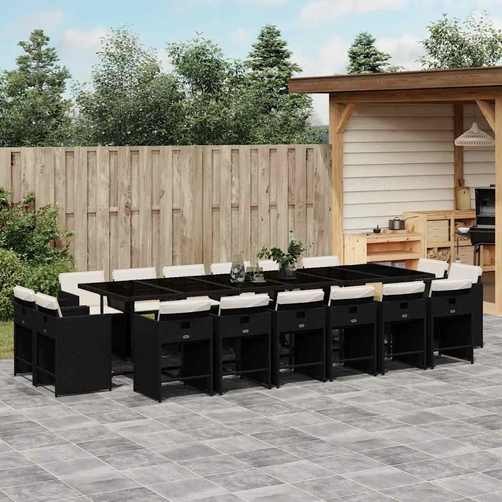 Ensemble à manger de jardin 17 pcs coussins noir résine tressée vidaXL 3211242