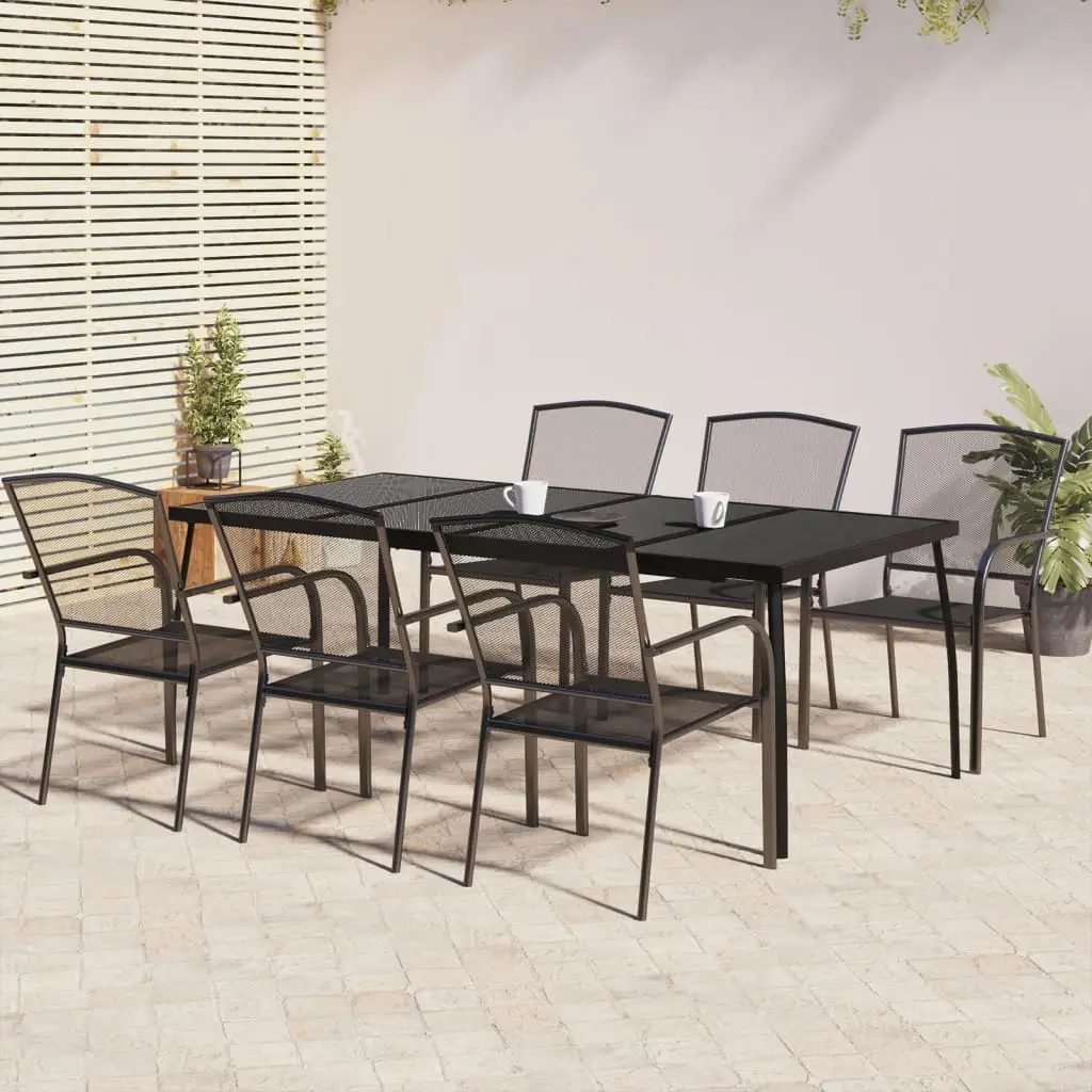Ensemble à manger de jardin 7 pcs anthracite acier vidaXL 3187973