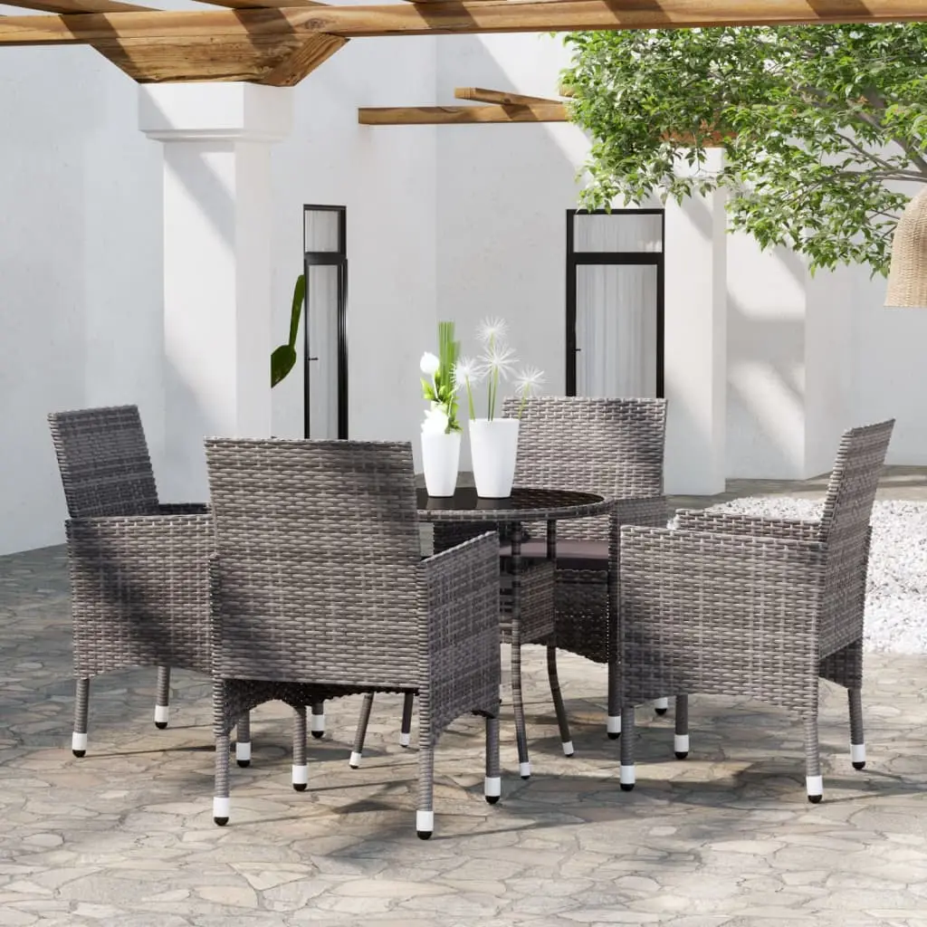 Ensemble à manger de jardin 5 pcs Résine tressée Gris vidaXL 3058489