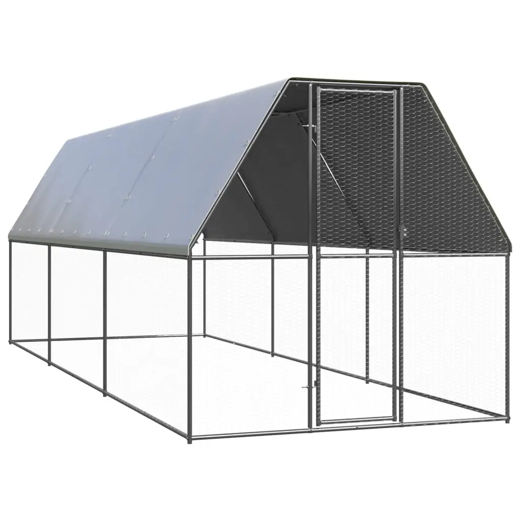 Enclos poulailler extérieur 2x6x2 m acier galvanisé avec bâche de toit – ComfortXL Outdoor Living
