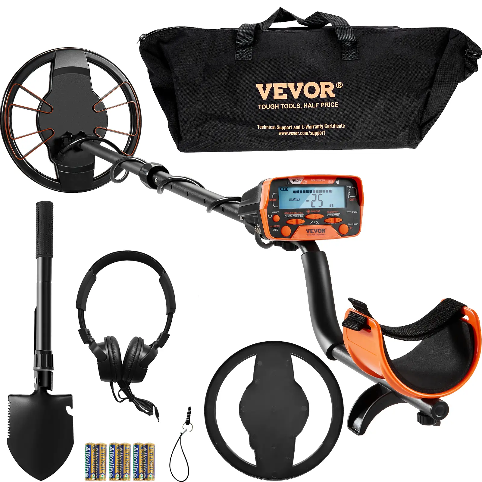 VEVOR Détecteur de métaux pro, bobine 25,4 cm étanche IP68, 7 modes, écran LCD, pour or/trésors.