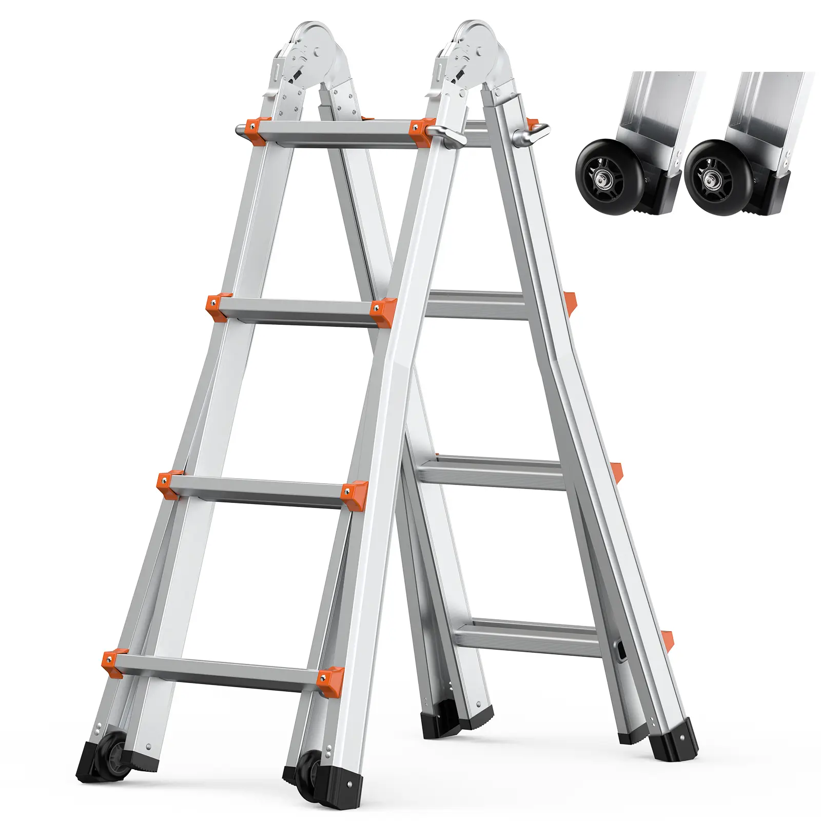 VEVOR Échelle télescopique cadre A 15 pieds (4.6m) aluminium, portable, charge 330 lb, pour camping-car/toit.