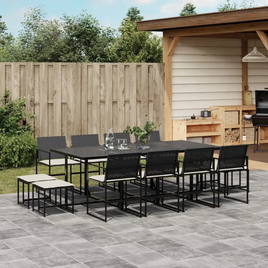 Ensemble à manger de jardin 13 pcs coussins noir résine tressée vidaXL 3295070