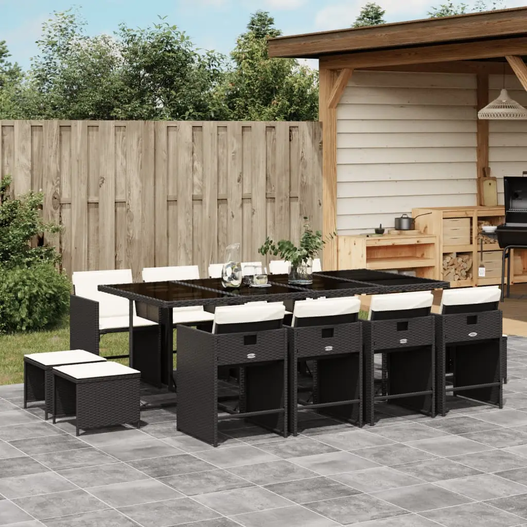Ensemble à manger de jardin 13 pcs coussins noir résine tressée vidaXL 3211158
