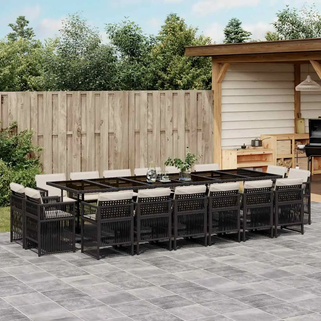 Ensemble à manger de jardin 17 pcs coussins noir résine tressée vidaXL 3211062