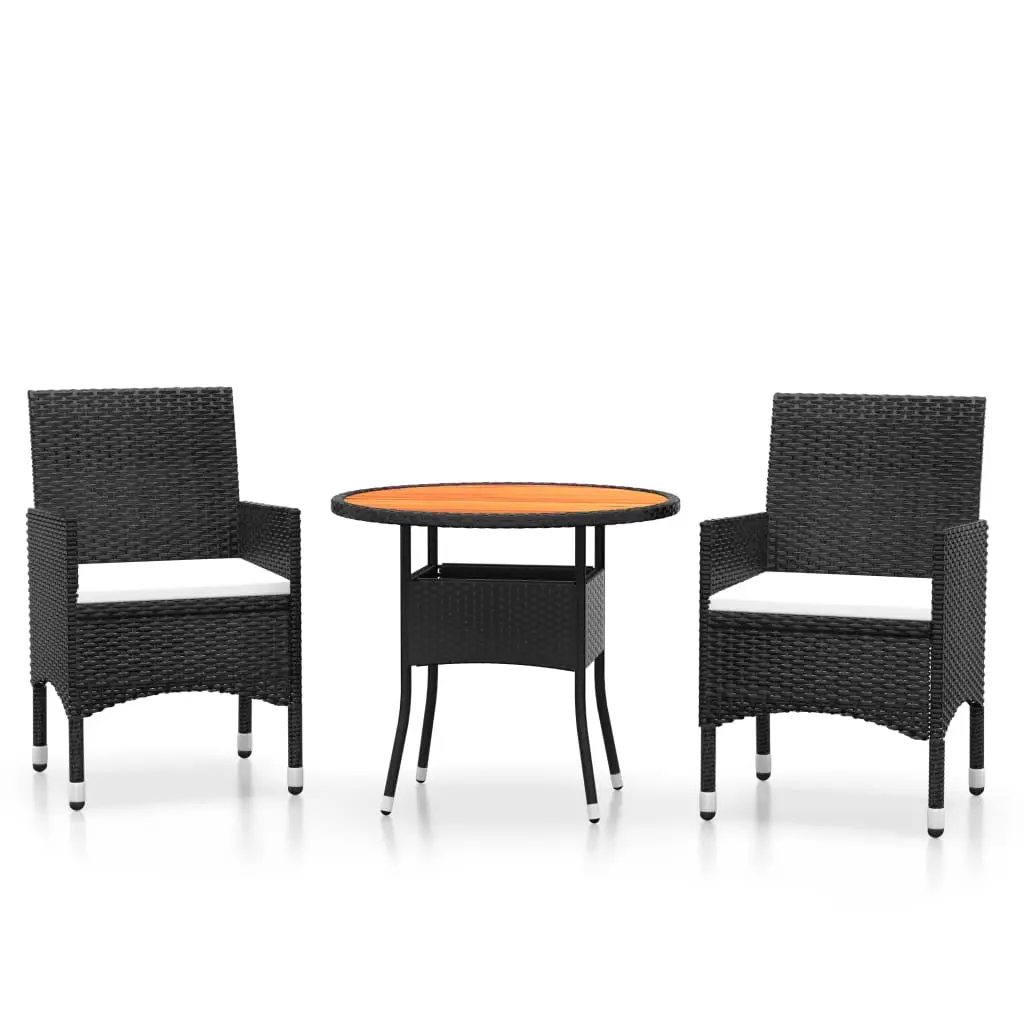 Ensemble à manger de jardin 3 pcs | Mobilier d’extérieur Résine tressée Noir Maison Chic