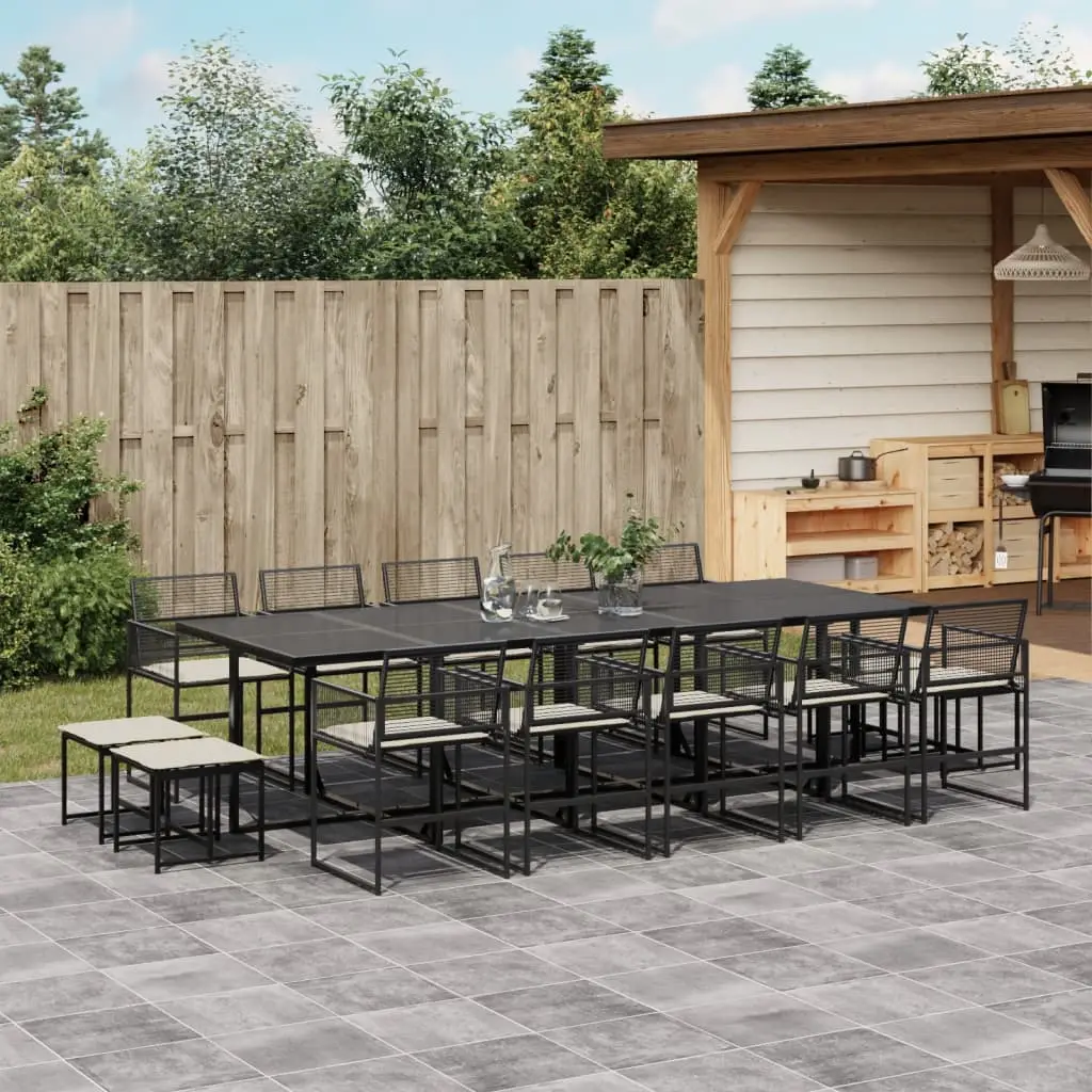 Ensemble à manger de jardin 15 pcs coussins noir résine tressée vidaXL 3295021