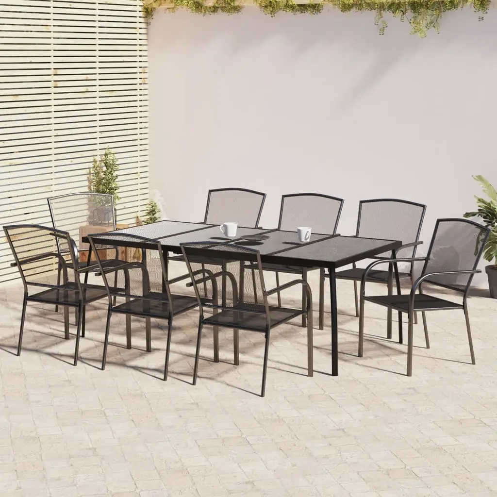 Ensemble à manger de jardin 9 pcs anthracite acier vidaXL 3187974